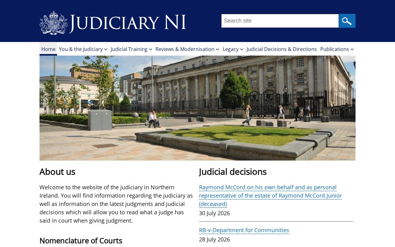 Screenshot of the Judiciary NI website homepage
