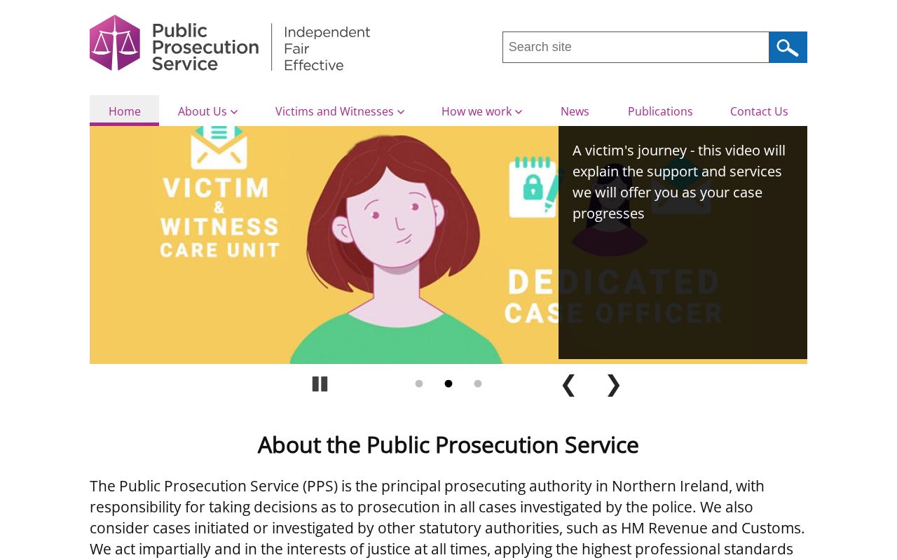 Screenshot of the Public Prosecution Service NI website homepage