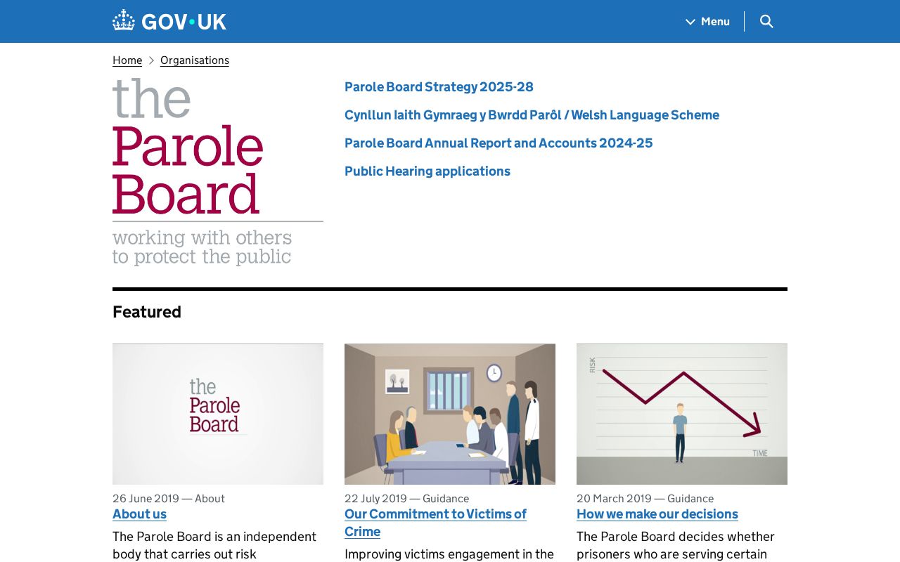 Screenshot of the Parole Board for England & Wales website homepage